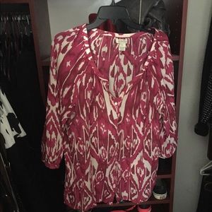 Lucky cotton tunic- ikat pattern, magenta/fuschia